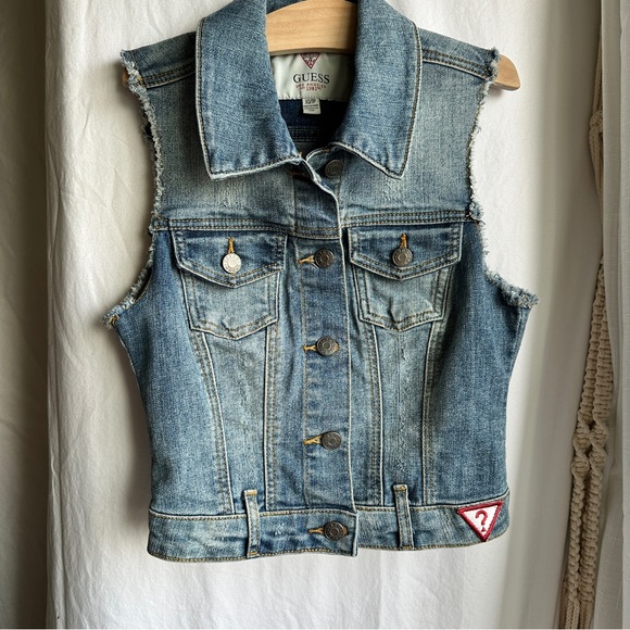 Cute Guess Los Angeles Denim Women’s Jacket Button Up with Patch - Picture 1 of 6